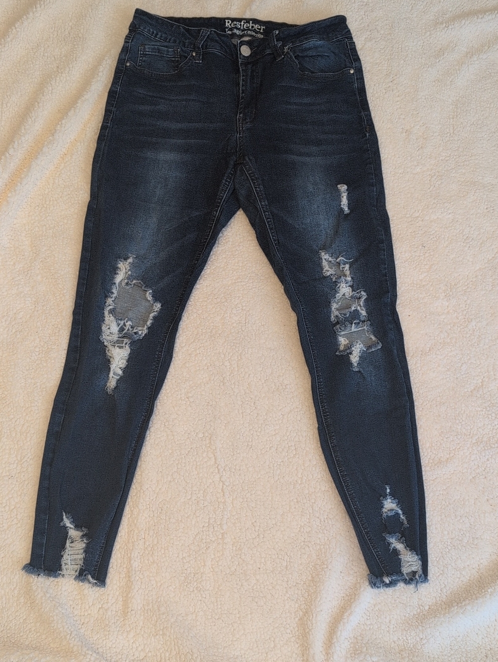 Resfeber Skinny Ripped Distressed Dark Blue Women's Jeans Size 12
